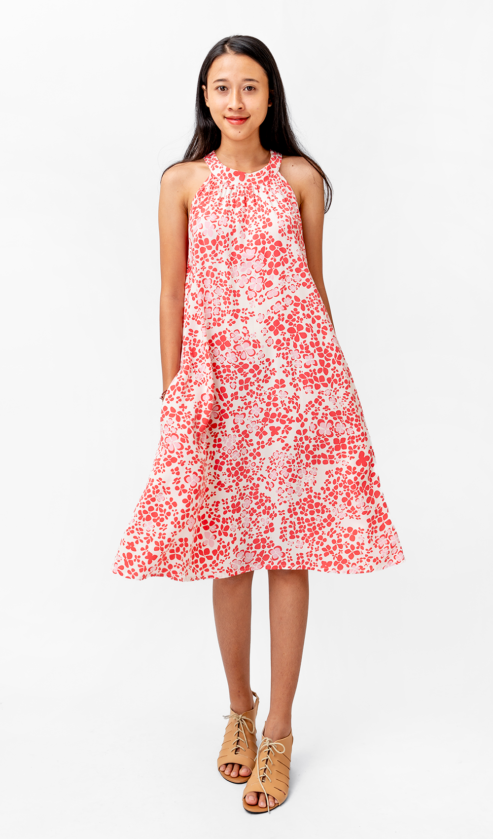 Hydrangea Bright Coral Rayon Twiggy Dress, 2 sizes - SALE CLOTHING & KIDS