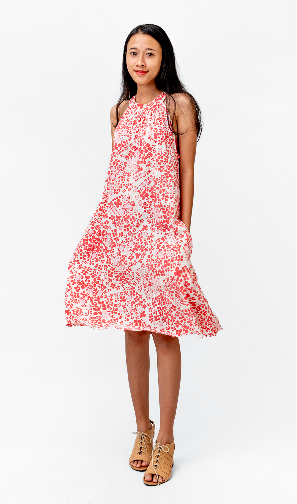 Hydrangea Bright Coral Rayon Twiggy Dress, 2 sizes - SALE CLOTHING & KIDS