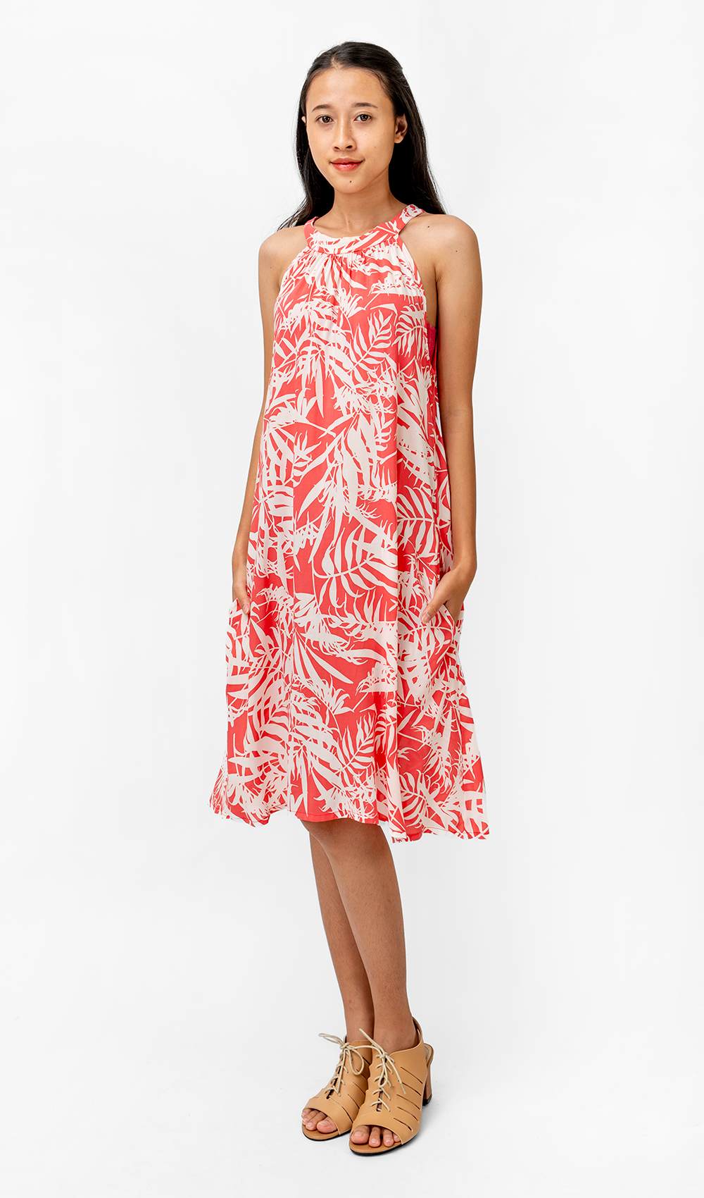 Palm Bright Coral Eco-Rayon Twiggy Dress, 2 sizes - SALE CLOTHING & KIDS