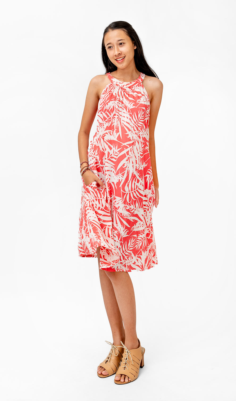 Palm Bright Coral Eco-Rayon Twiggy Dress, 2 sizes - SALE CLOTHING & KIDS