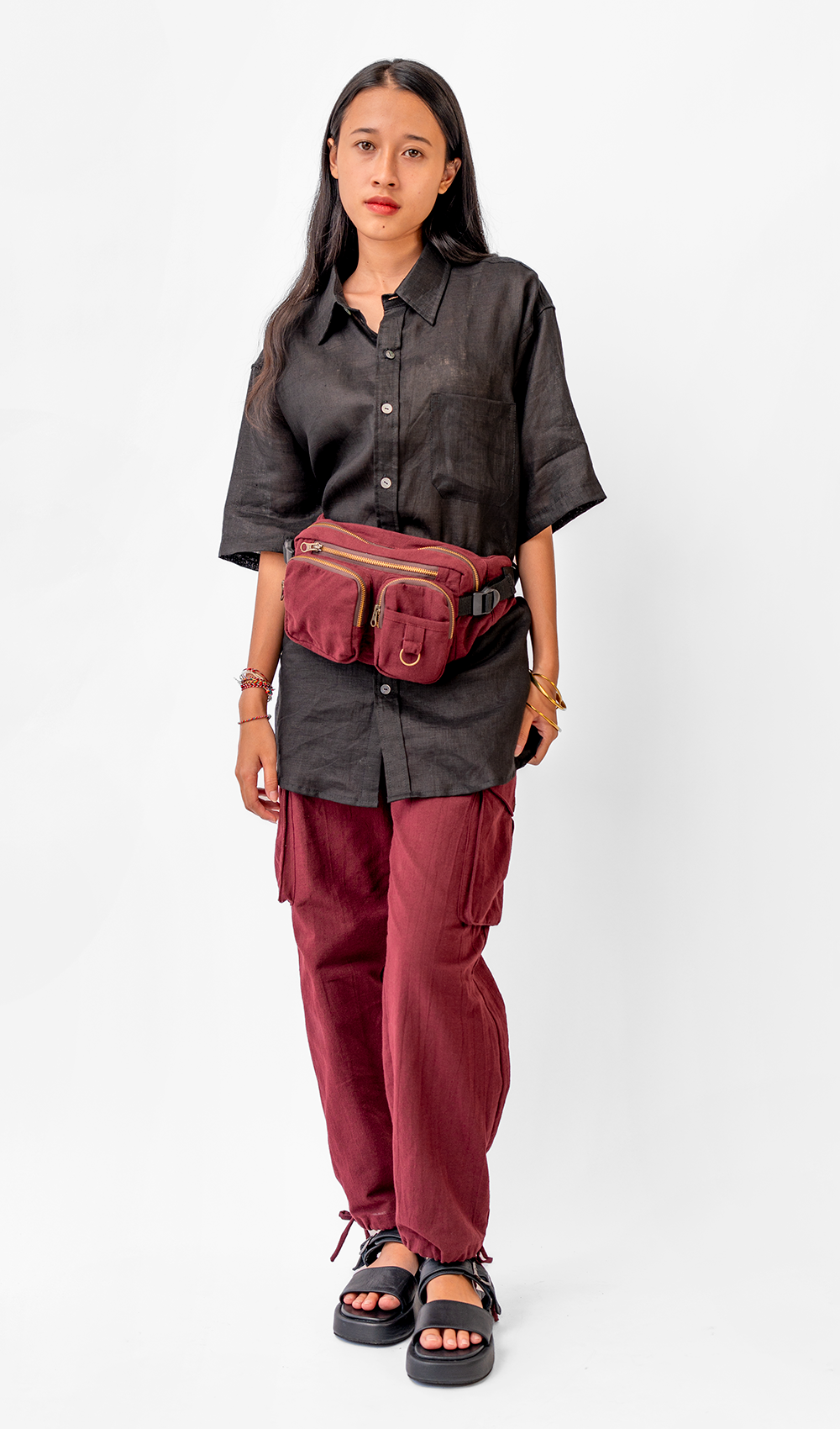 Kemeja Linen Prancis Hitam, 4 ukuran - PAKAIAN & ANAK-ANAK DISKON