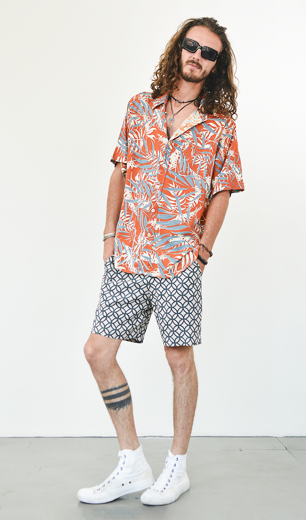 Palm Blue Spice Men's Short-Sleeved Shirt, 2 sizes - SALE CLOTHING & KIDS