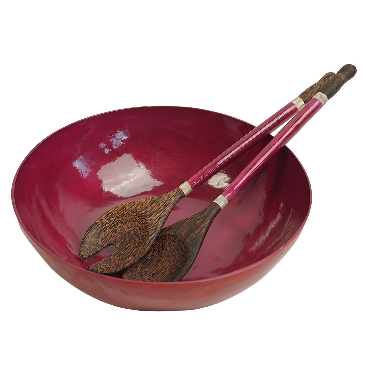Claret Red Capiz Shell Salad Bowl