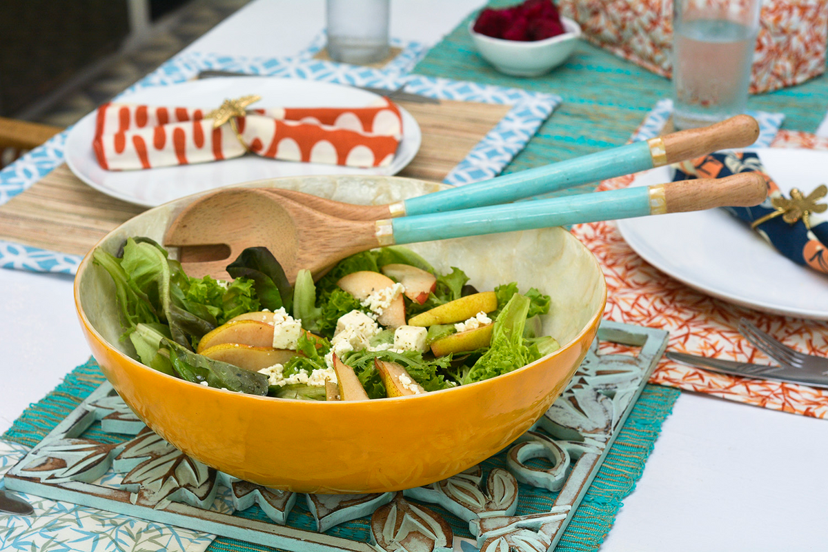Mangkuk Salad Cangkang Capiz Kunyit - OBRAL PERLENGKAPAN RUMAH TANGGA