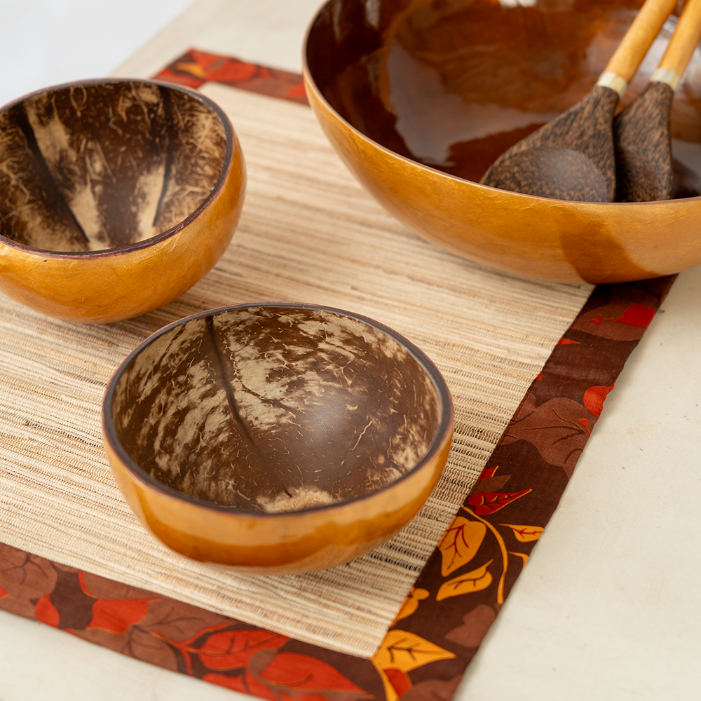 Golden Brown Coconut & Capiz Shell Bowl - SALE HOMEWARES
