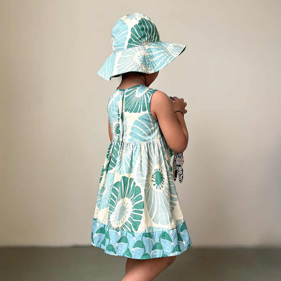 Scrappy Sun Hat - Flowers Moss - 2 sizes - SALE CLOTHING & KIDS