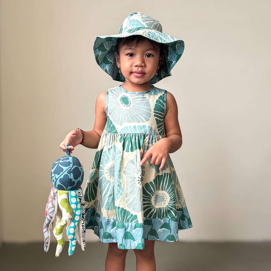 Sun Dress Flowers Moss - 4 sizes - SALE CLOTHING & KIDS