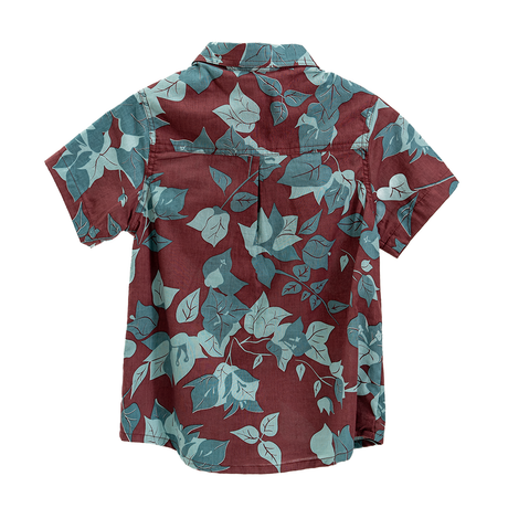 Kemeja Kancing Burgundy Scrappy, 4 Ukuran