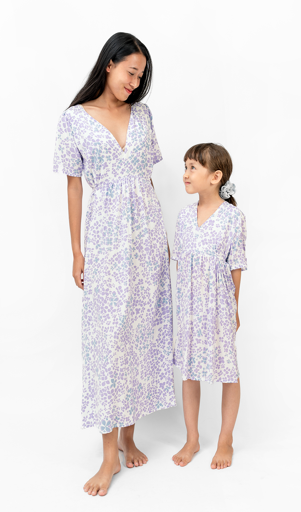 Gaun Rayon Hydrangea Lilac, 3 ukuran - PAKAIAN & ANAK-ANAK DISKON