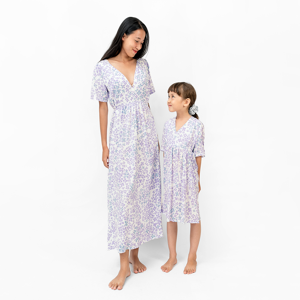 Gaun Anak Perempuan Hydrangea Lilac, 4 ukuran