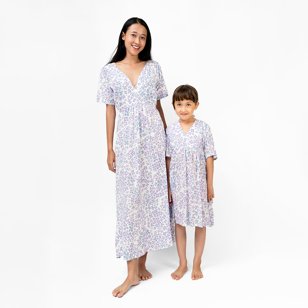 Gaun Anak Perempuan Hydrangea Lilac, 4 ukuran