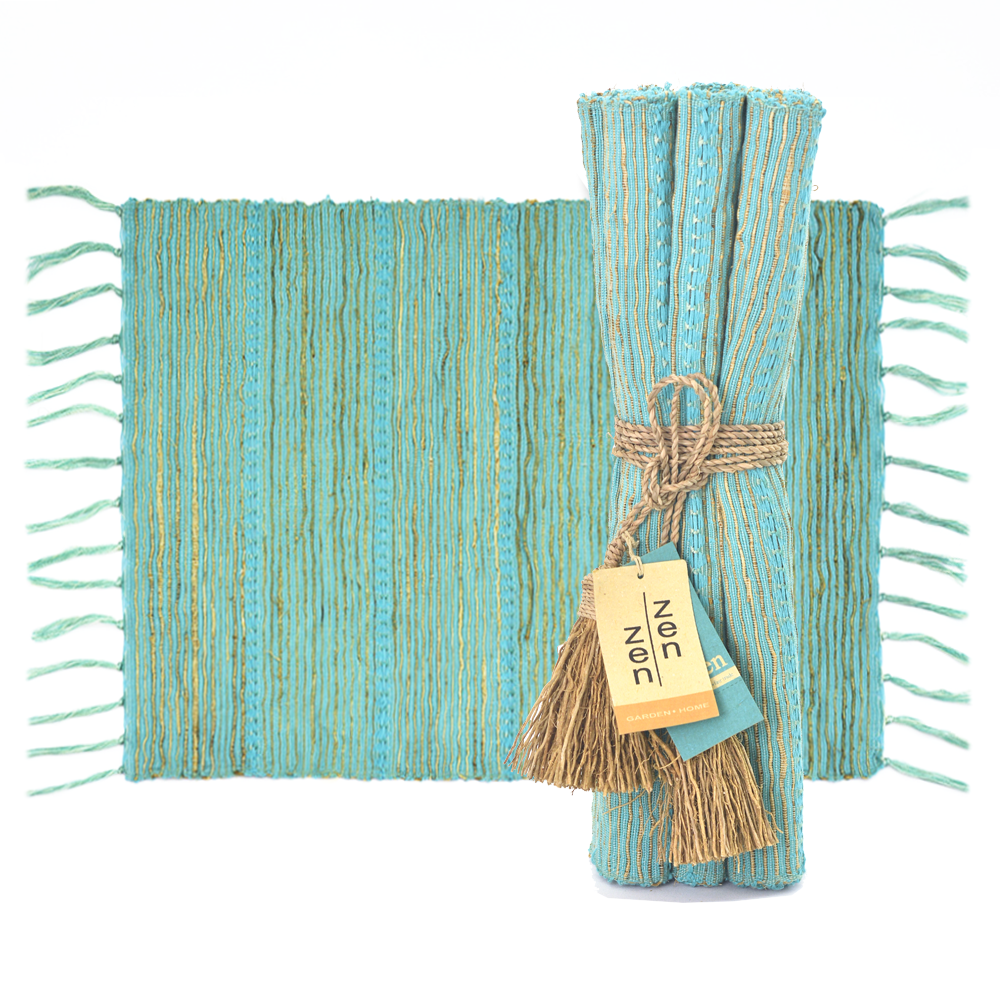 Alas Piring Aqua Stripe Vetiver, Set isi 6