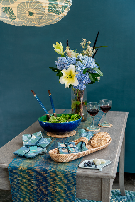 Mangkuk Salad Kerang Capiz Hijau & Biru
