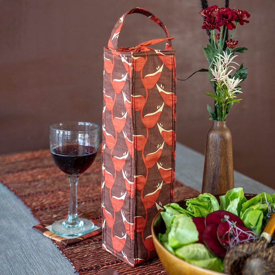 Tas Anggur Berlapis Heliconia Merah - OBRAL PERALATAN RUMAH TANGGA