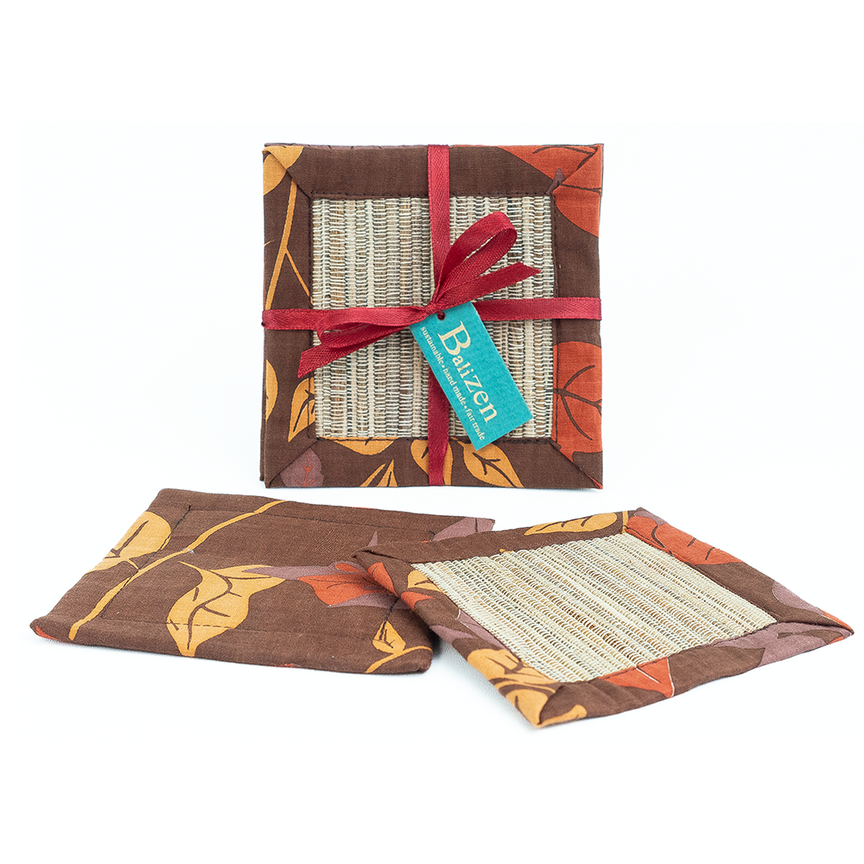 Bougainvillea Brown Waterlily Coaster, set of 4 - SALE HOMEWARES