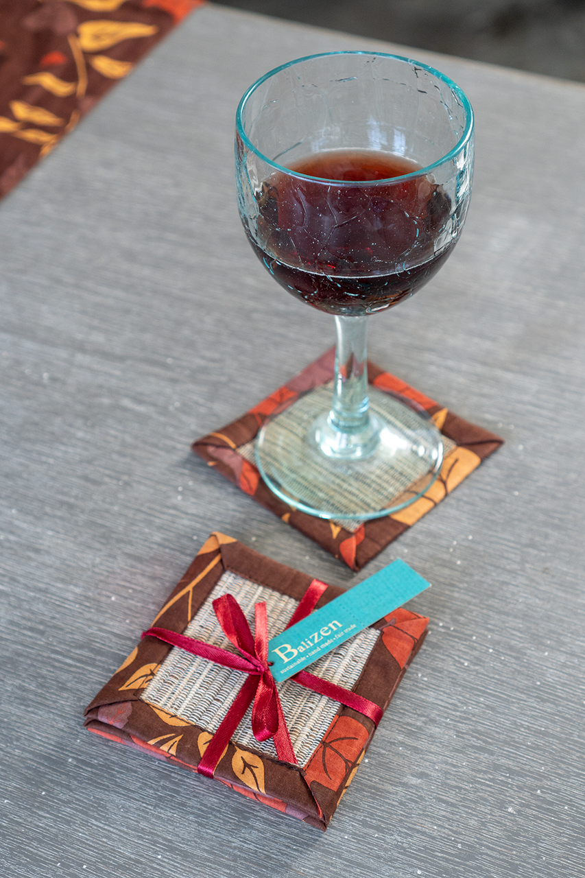 Bougainvillea Brown Waterlily Coaster, set of 4 - SALE HOMEWARES