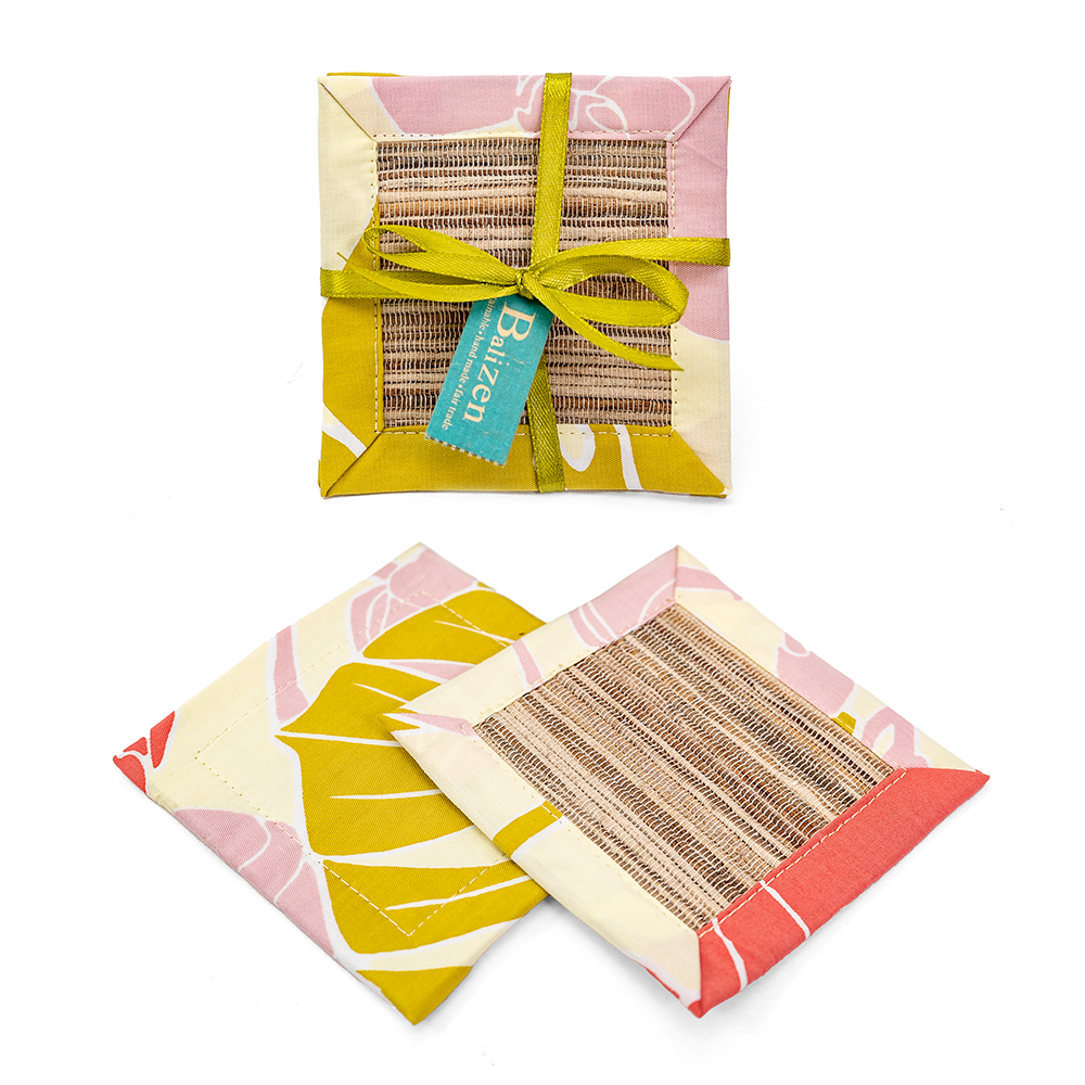 Organic Orchid Chartreuse Waterlily Coaster, set of 4 - SALE HOMEWARES