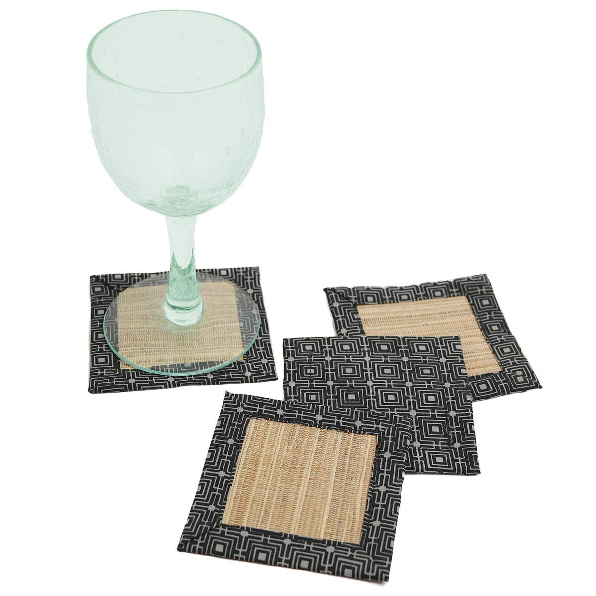 Infinity Squared Onyx Waterlily Coaster, set of 4