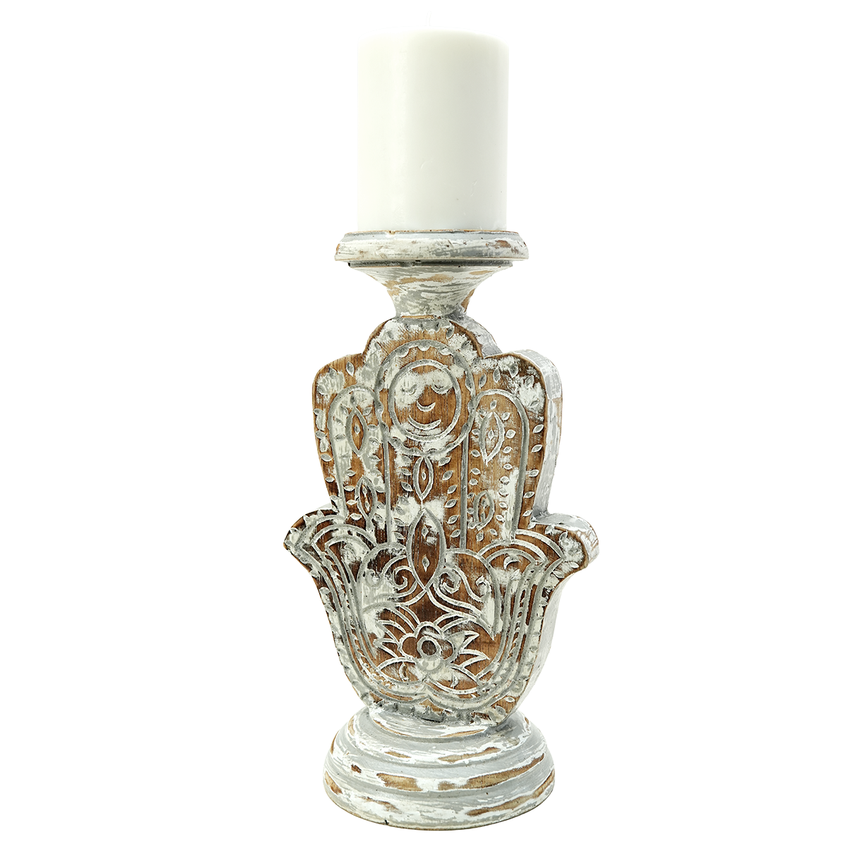 Hand of Fatima Antique Finish Candle Holder