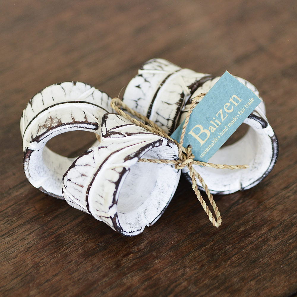 Set Cincin Tisu Daun Pisang Kayu/4 - SALE HOMEWARES