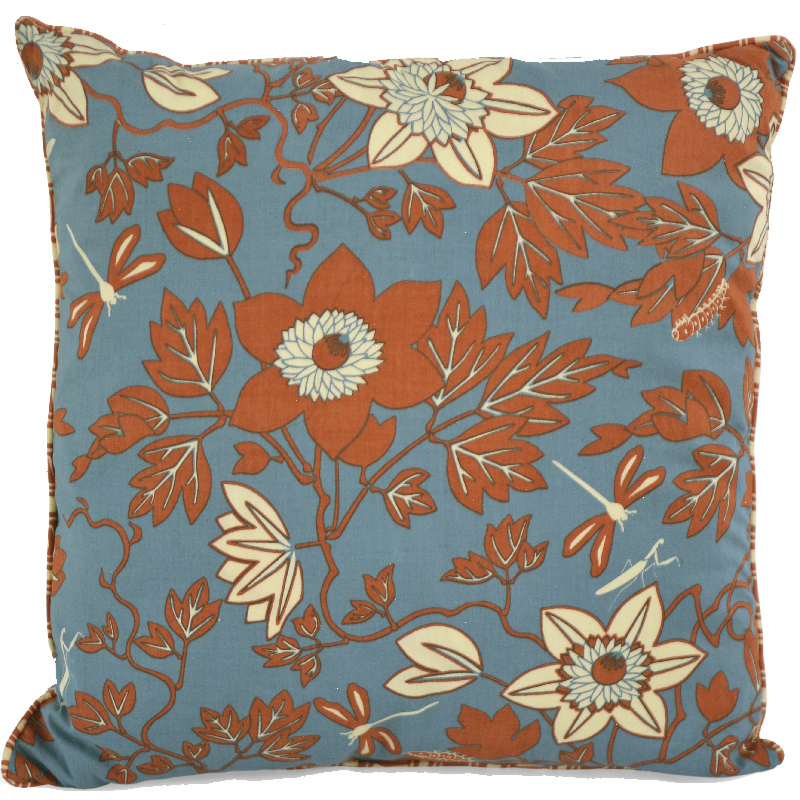 Passion Flower Blue Spice Cushion Cover, 45cm