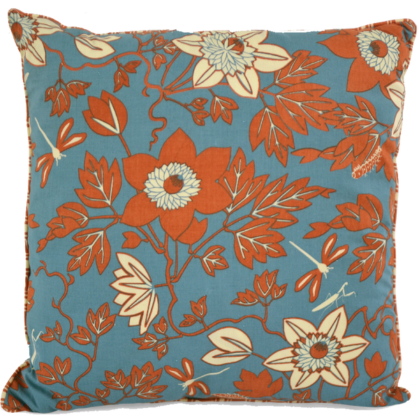 Passion Flower Blue Spice Cushion Cover, 45cm