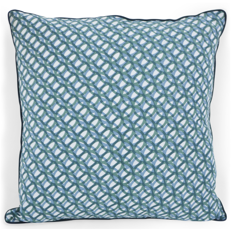 Double Rings Green & Blue Cushion Cover, 50 cm
