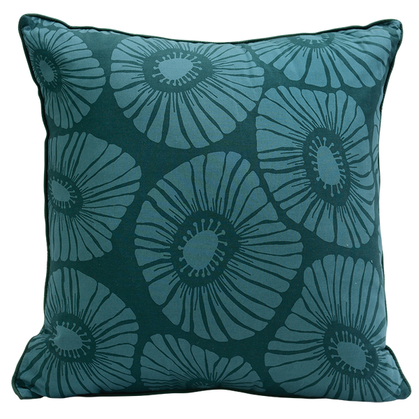 Retro Flowers Dark Teal Cushion Cover, 50 cm
