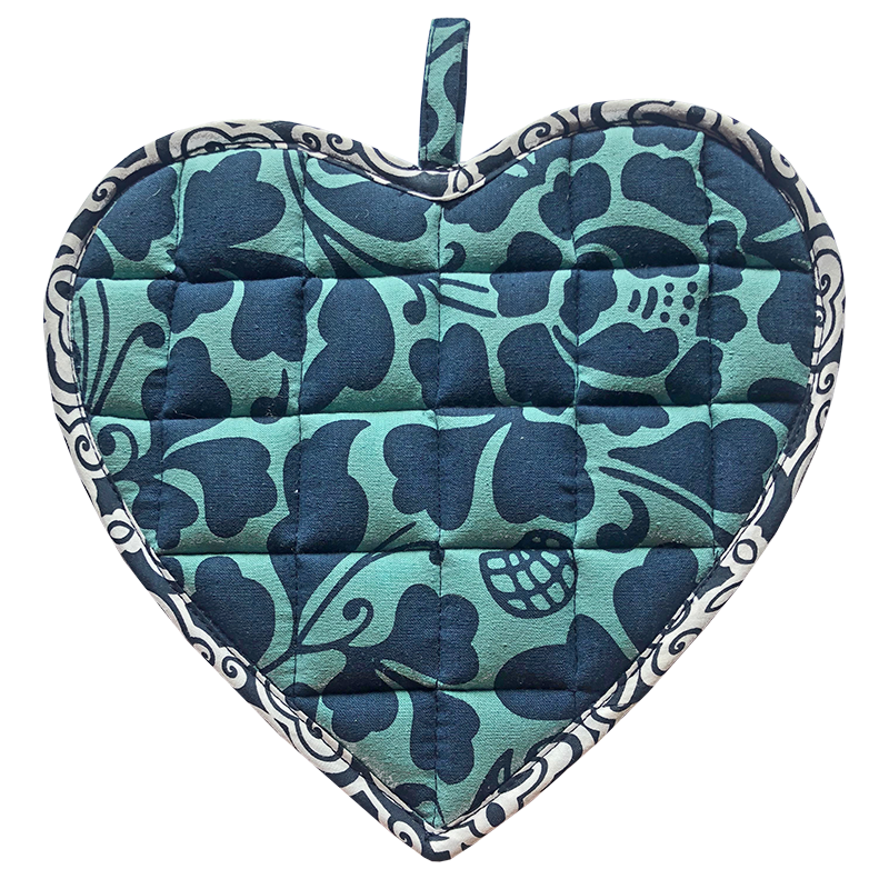 Teal Indigo Sweetheart Pot Holder - SALE HOMEWARES