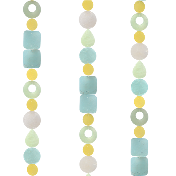 Aqua Yellow Capiz Shell Strand
