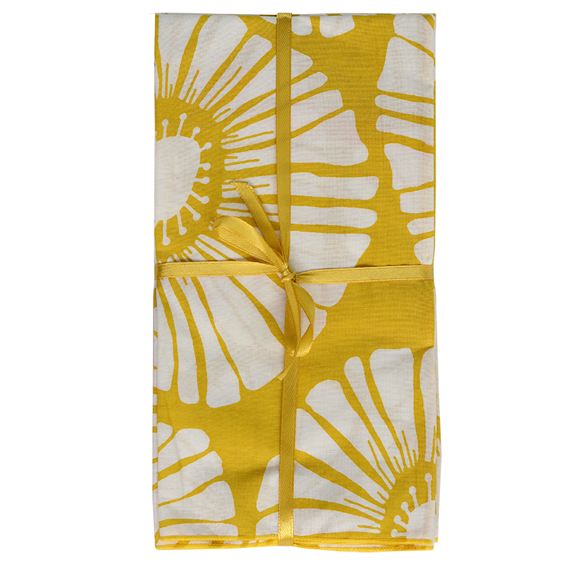 Yellow Retro Flower Napkins set of 4 - SALE HOMEWARES