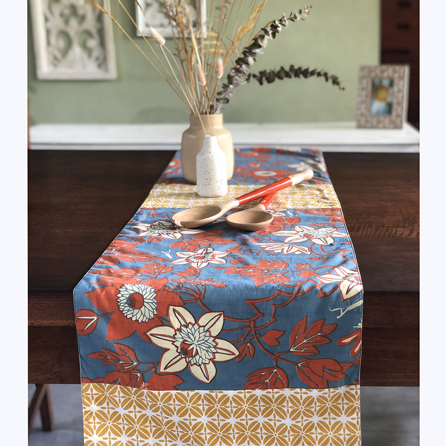 Blue Spice Cotton Runner Medium/Short (150 cm) - SALE HOMEWARES