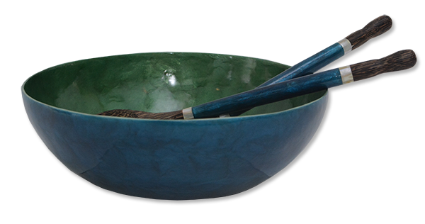 Green & Blue Capiz Shell Salad Bowl
