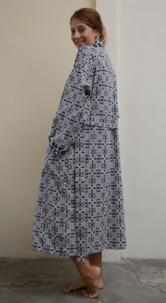 Indigo Cotton Kimono Robe, 3 sizes