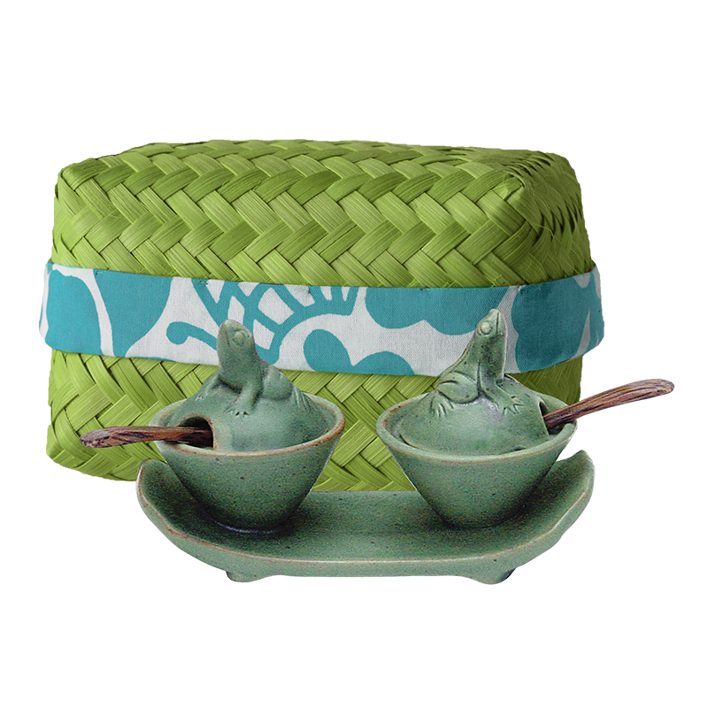Celadon Ceramic Frog Salt & Pepper