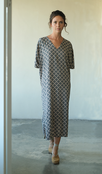 Gaun Kaftan Retro Indigo Rings, 1 ukuran