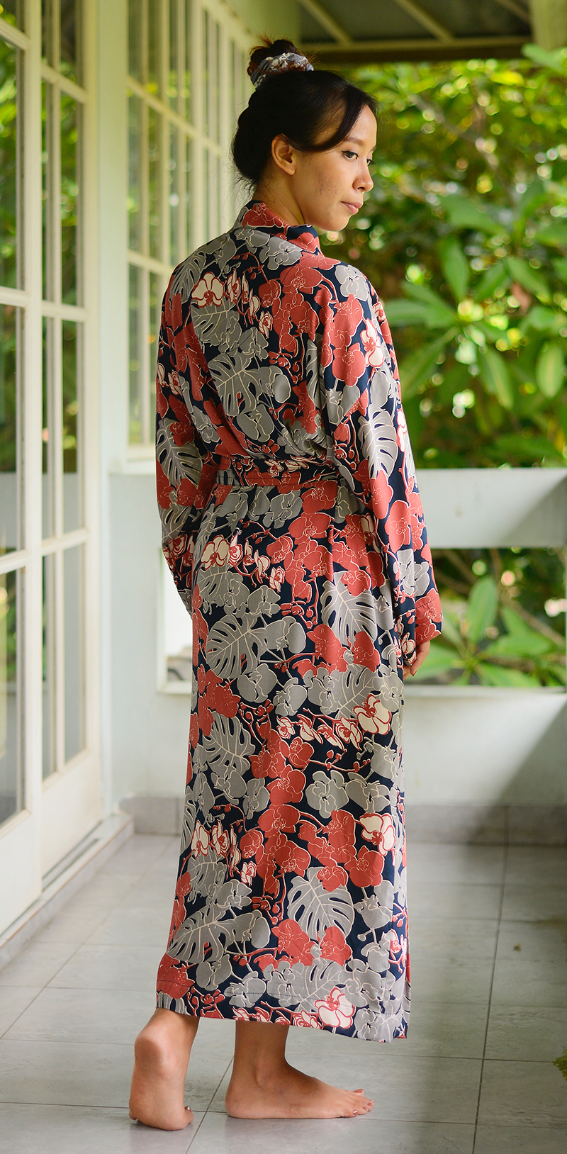 Orchid Coral Navy Rayon Kimono Robe - SALE CLOTHING & KIDS
