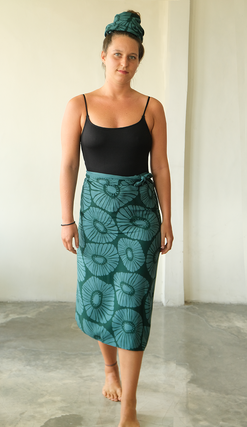 Sarung Motif Bunga Retro Warna zamrud