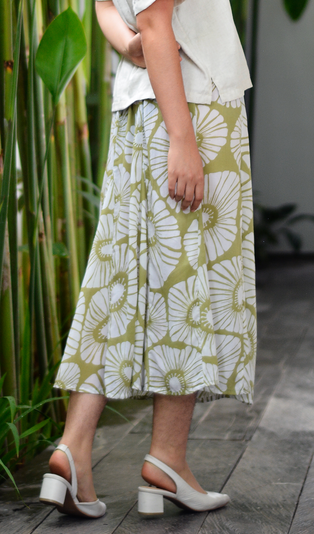 EcoDeluxe Tencel Retro Flowers Lichen Flowy Skirt - SALE CLOTHING & KIDS