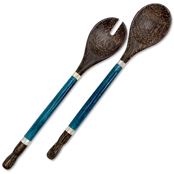 Indigo Capiz & Palm Wood Salad Servers