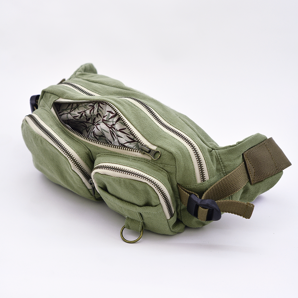 Tas Pinggang Katun Linen - Lichen Hijau