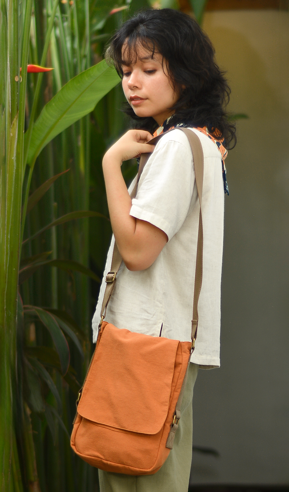 Tas Selempang Katun/Linen Aprikot - OBRAL PAKAIAN & ANAK-ANAK