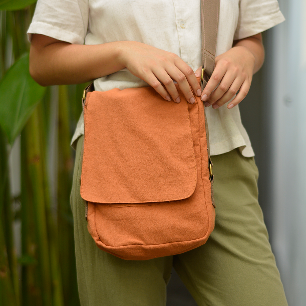 Tas Selempang Katun/Linen Aprikot - OBRAL PAKAIAN & ANAK-ANAK