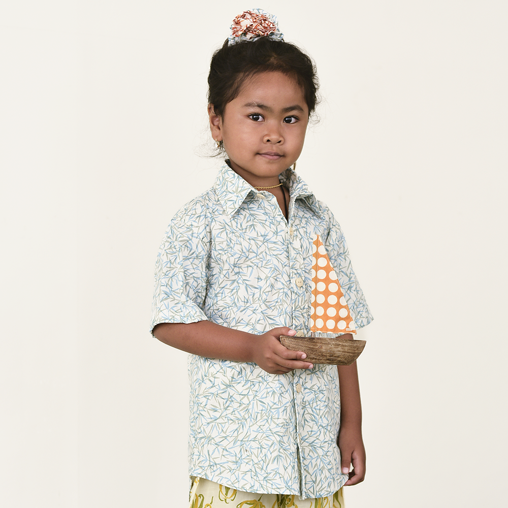 Bamboo Button Down Scrappy Shirt, 4 sizes