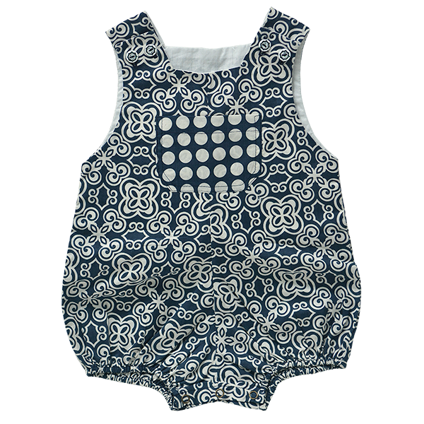 Indigo Cotton Romper, 3 sizes
