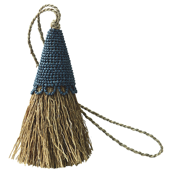Indigo Beaded Vetiver Tassel