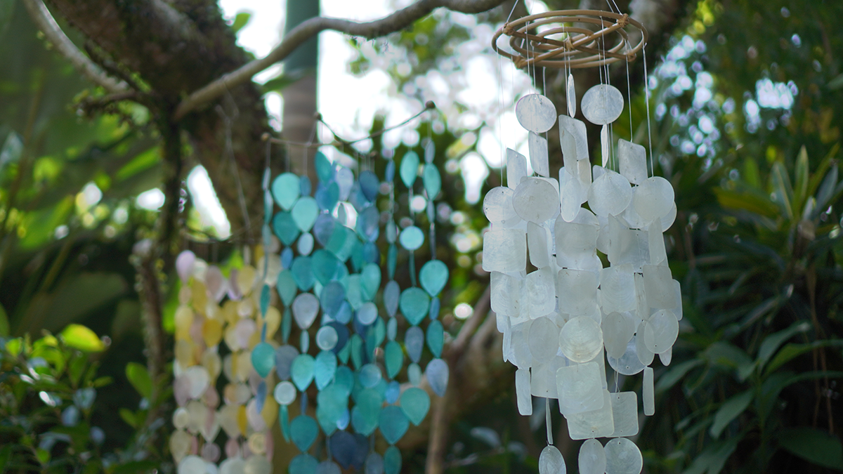 Teal Leaf Capiz Wind Chime