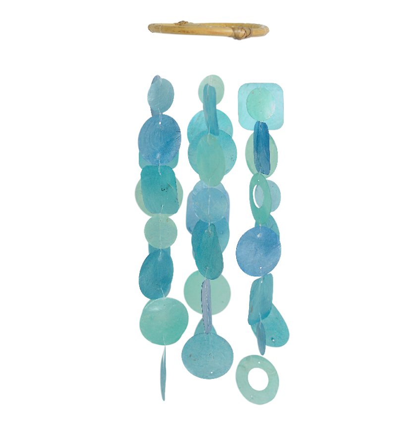 Blue Turquoise Capiz Wind Chime, Small