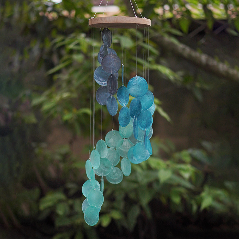 Wood Top Spiral Capiz Chime