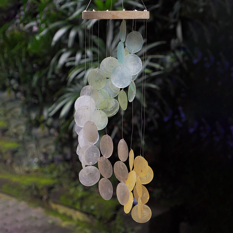 Fresh Mix Wood Top Spiral Capiz Chime